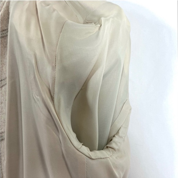 Vintage LANDSEND Womens Blazer Tan Plaid 100% Wool Button Front Cream Tan Blue - Picture 10 of 10